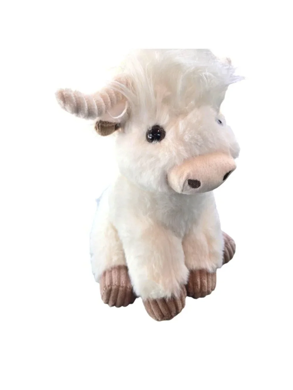 Nanco White Highland Cow Plush Stuffed Animal Toy  7.5